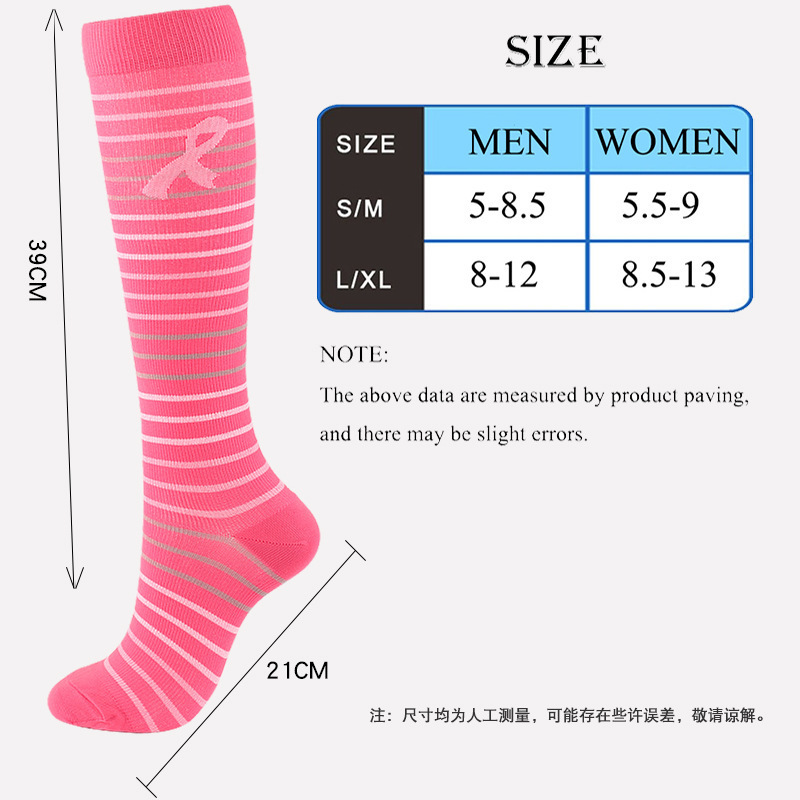 Bulk Pack Youth Pink Ribbon Football Socks Knee-High Nurse Breast Cancer Awareness Sports Compression Socks