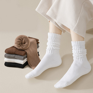 Wholesale Knit Mid Calf Rib Tube Scrunchy Slouchy Socks Cotton Slouch Socks for Women