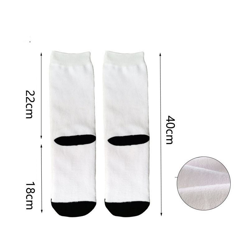 Wholesale Custom Print Socks Blank Sublimation Socks 3d Printing white polyester socks for sublimation