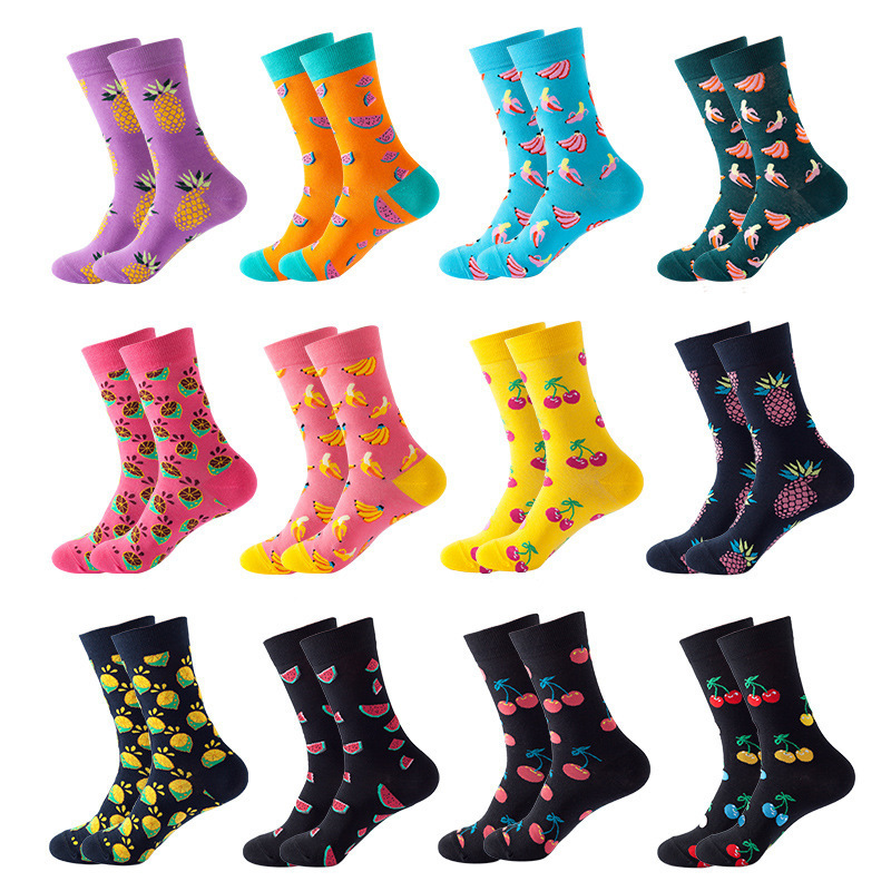 Bulk Wholesale Cheap Happy Socks Cotton Animal Fruit Printed Cute Dress Socks Crazy Funny Funky Women Men Novelty Crew Socks