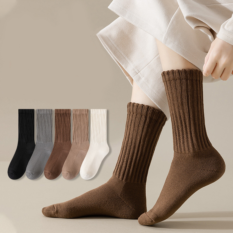 Wholesale Knit Mid Calf Rib Tube Scrunchy Slouchy Socks Cotton Slouch Socks for Women