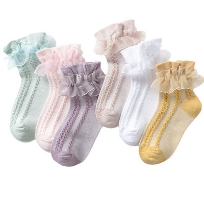 High Quality Lace Frilly Socks Cotton Kids Ruffle Tutu Socks Toddler Baby Girls Ruffle Socks