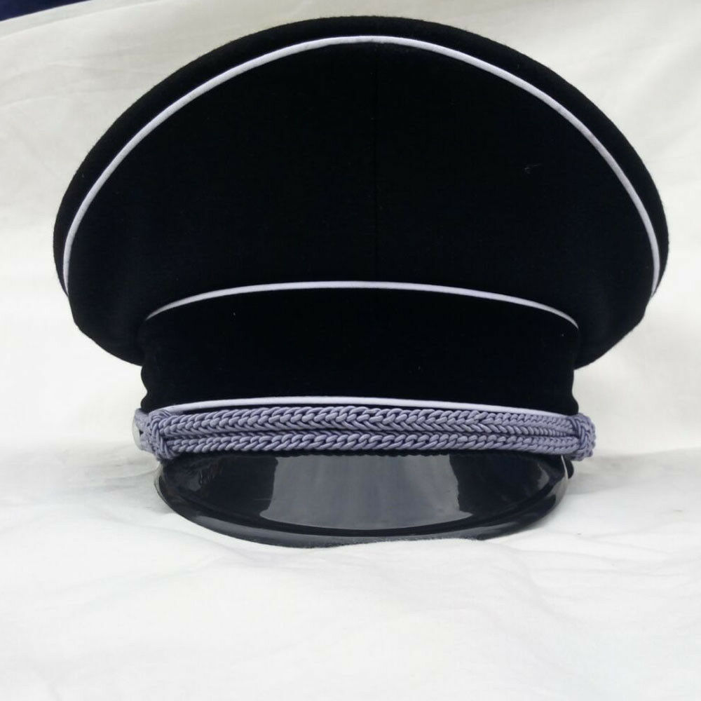 Hot Sale Custom Cheap High Quality Officer visor Hat with gold wire embroidery peck OEM uniform hats Merchant visor hat