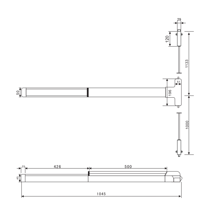 ANSI GRADE 1 Fire Rate Security Push Door Panic Bar For Single Double Emergency Exit Doors