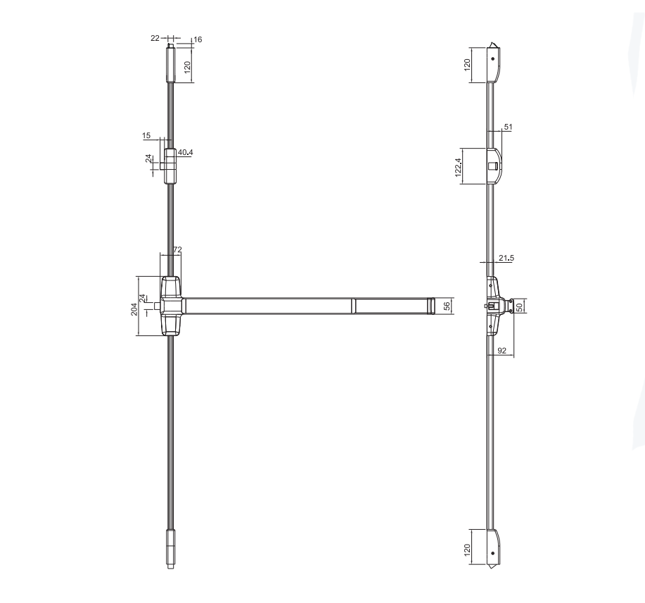 New Design Fire Rate Door Panic Bar Push Bar Device Trim Lock For Wood Steel Doors