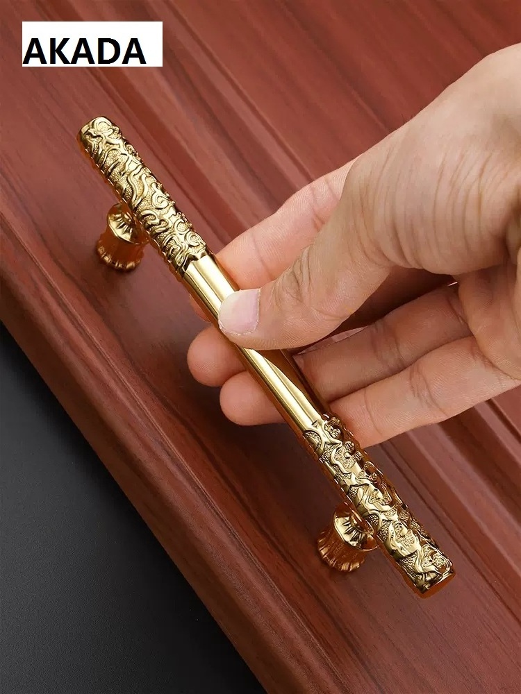 AKADA Kitchen Wardrobe Cupboard Furniture Handles for Cabinets Gold Antique Knurled Brass Luxury  furniture handles & knobs