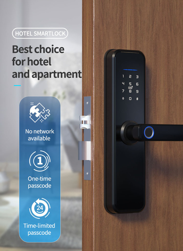 Wifi Tuya App Fingerprint Electronic Biometric Password Smart Door Lock For Apartment