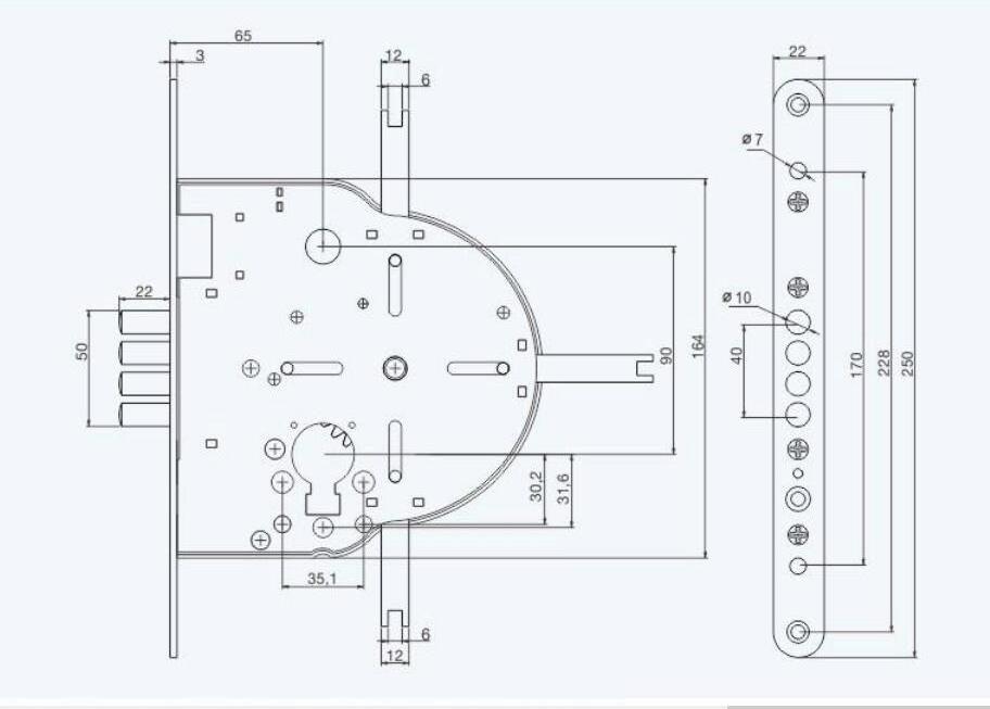 Akada multi point door lock 90-65mm security door lock interior door lock