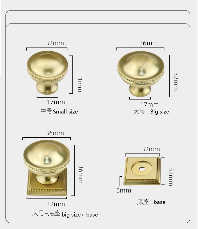 AKADA Luxury Round  Kitchen  Drawer Pulls Knobs for Furniture Modern Wood Bedroom Set Electroplating cabinet pulls 