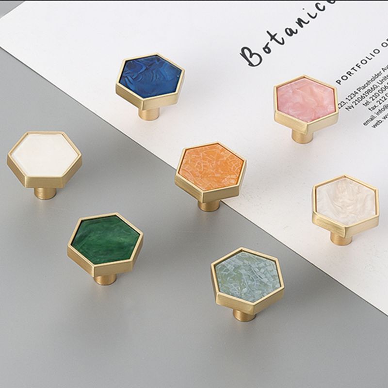 AKADA Modern Wholesale Wardrobe Drawer Pulls Door Single Hole Hexagon Shell Brass Kitchen Cabinet Handle Knobs