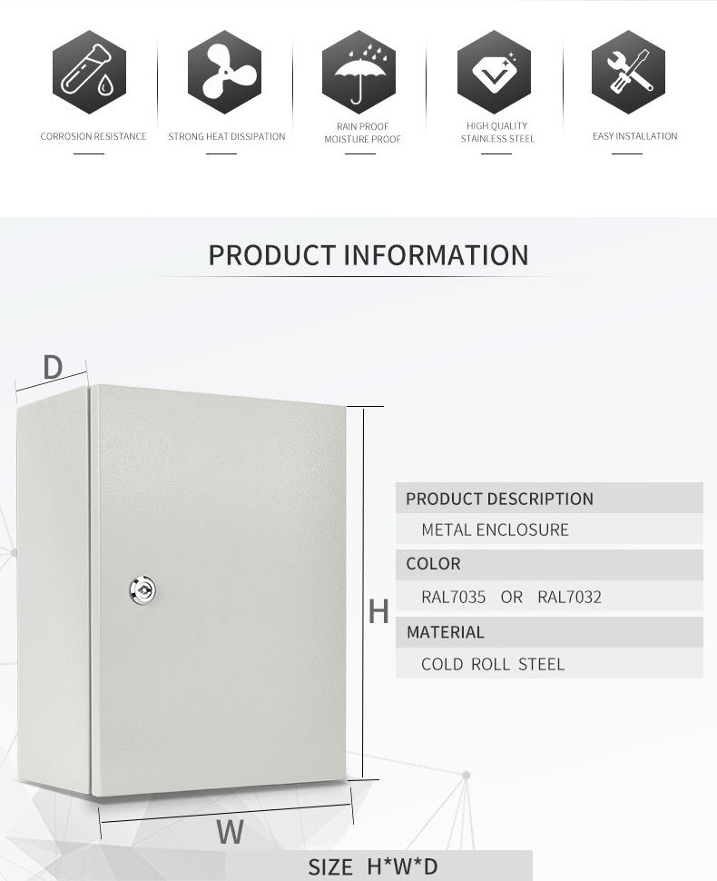 Electrical Metal wall mounted Enclosure, IP66 waterproof & dustproof outdoor /indoor Electrical Junction Box distribution box