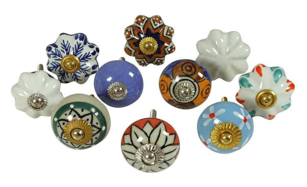 Best Quality Handmade Painted Ceramic Cabinet Door Knobs pull Drawer Design Indian art from royal artisans