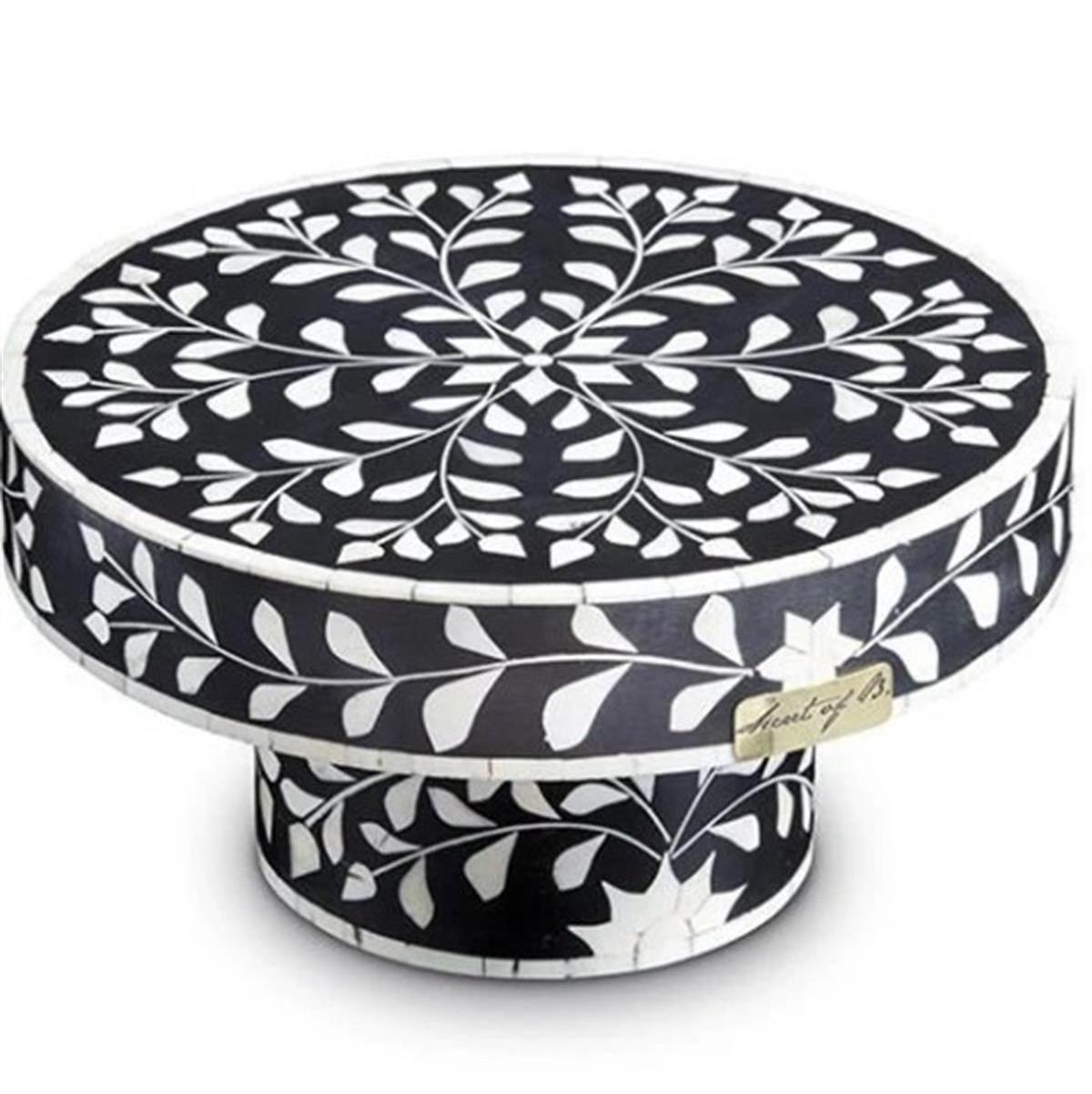 Luxury Tabletop Bone & Mother Of Pearl Inlay Cake Stand Indian Handmade Bone Inlay Cake Stand From Royal Artisans