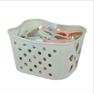 Strong Windproof Clip 7 Colors Plastic Clothing Peg with Storage Basket for Household Good Quality 30 Piece of Clothes Pegs