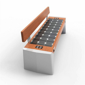 Outdoor solar smart park bench galvanized steel bench seat with back