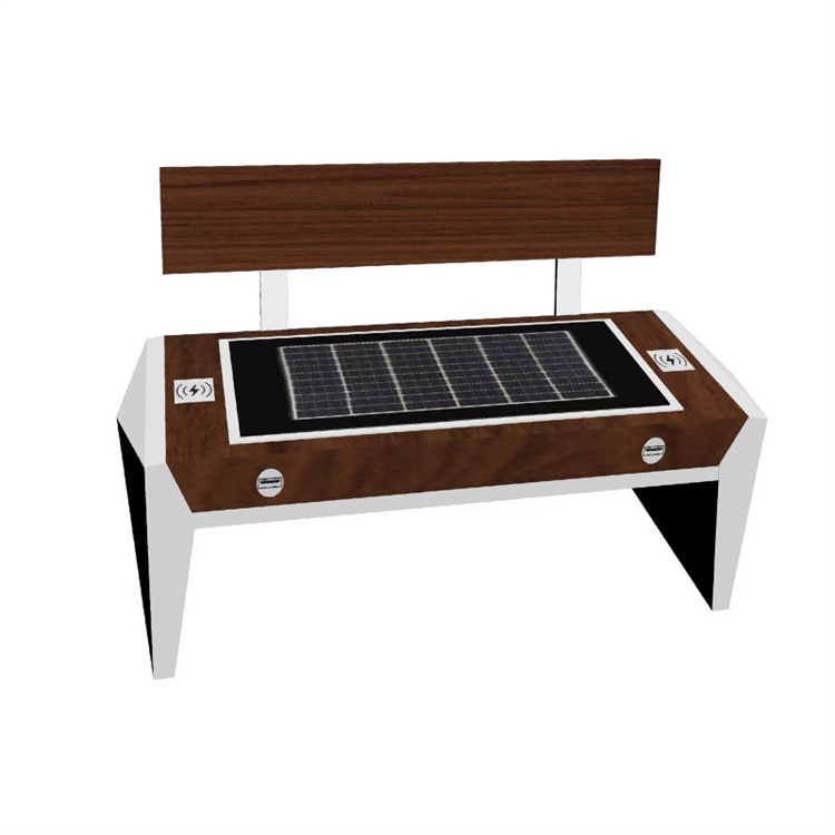 Outdoor solar smart park bench galvanized steel bench seat with back