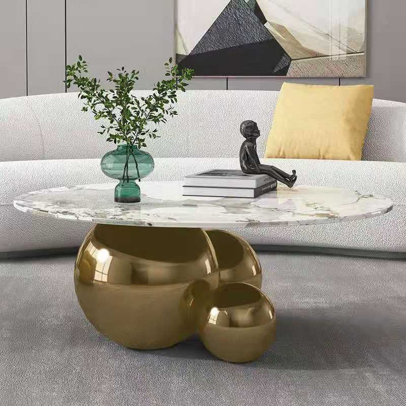 Modern three balls marble coffee table light luxury simple tea table