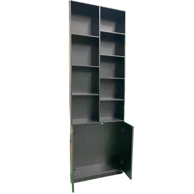 Gold metal wall hanging shelf stainless steel display cabinet