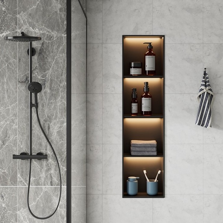 304 stainless steel gold shower niche metal wall installation rectangular niche