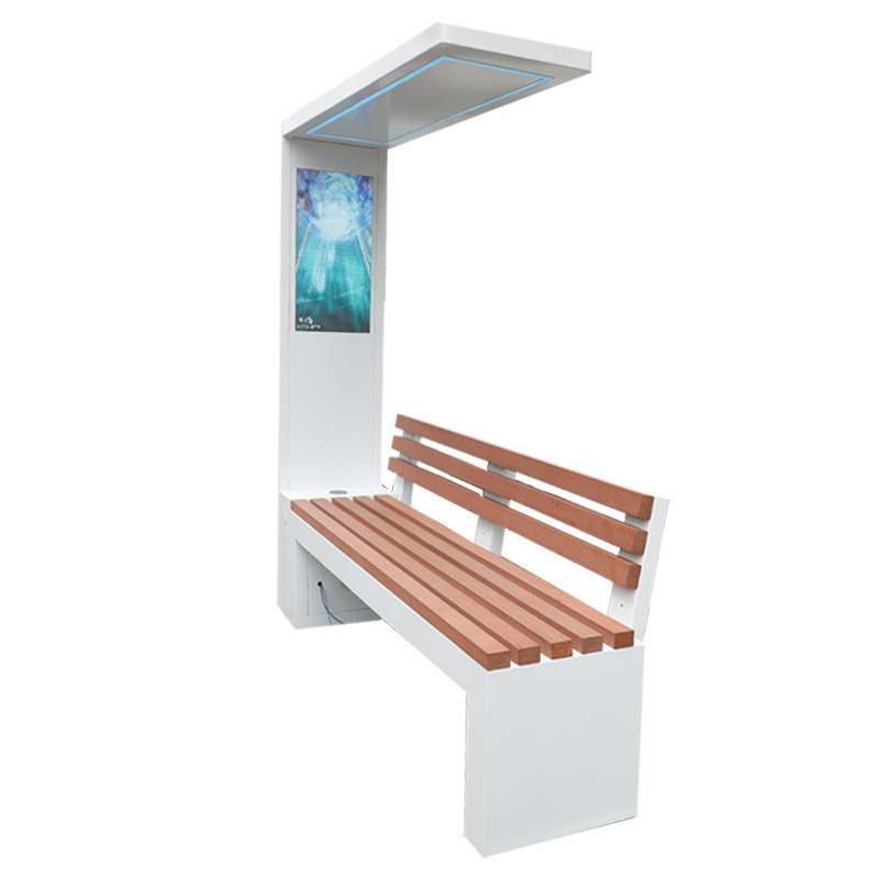 Large solar smart bench advertising rest chair with LED light and back