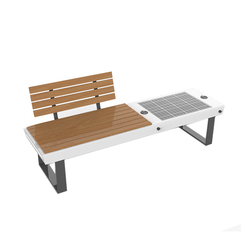 Park modern outdoor wooden smart bench solar multifunctional bench