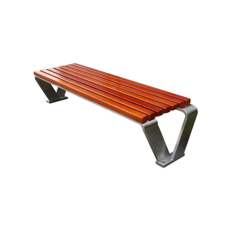 Aluminum waterproof backless bench teak slat modern design bench seat