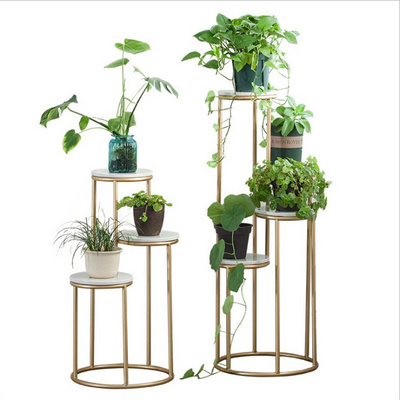 Luxury gold flower pot stand metal shelf display rack