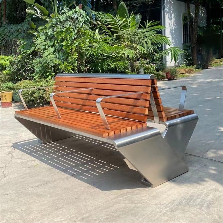 Outdoor garden wooden teak aluminum double seating benches