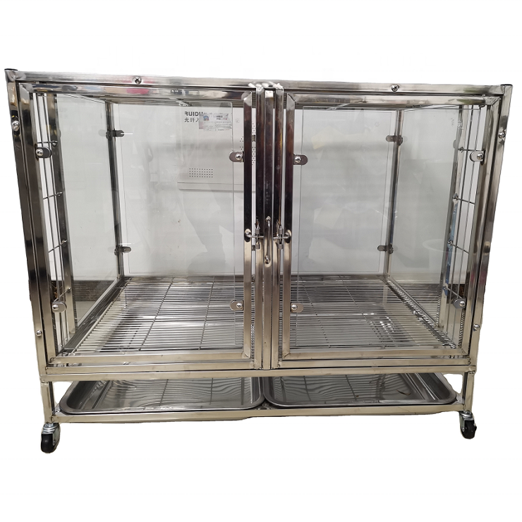 Cheap Price Assemble Dog Steel Glass Cages Animal Display Stackable Cage