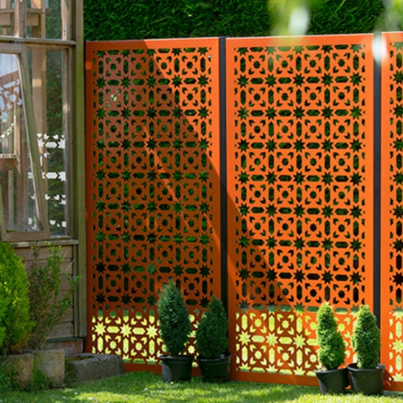 Laser cut corten steel metal fence garden art decorate fence panel for outdoor