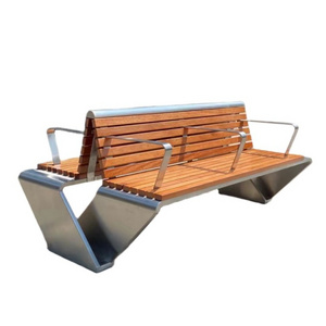 Outdoor garden wooden teak aluminum double seating benches