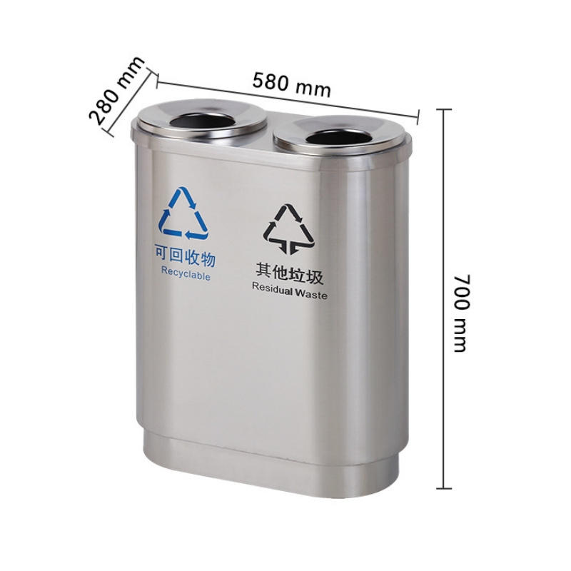 China wholesale stainless steel trash bin round large metal smooth surface garbage bin