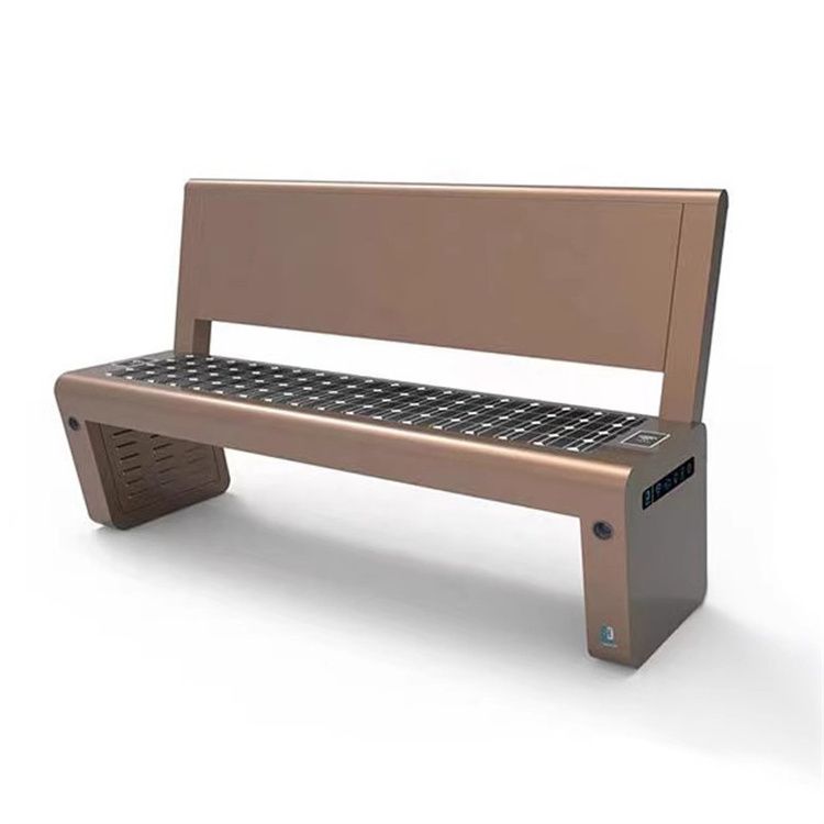 Outdoor solar smart park bench galvanized steel bench seat with back