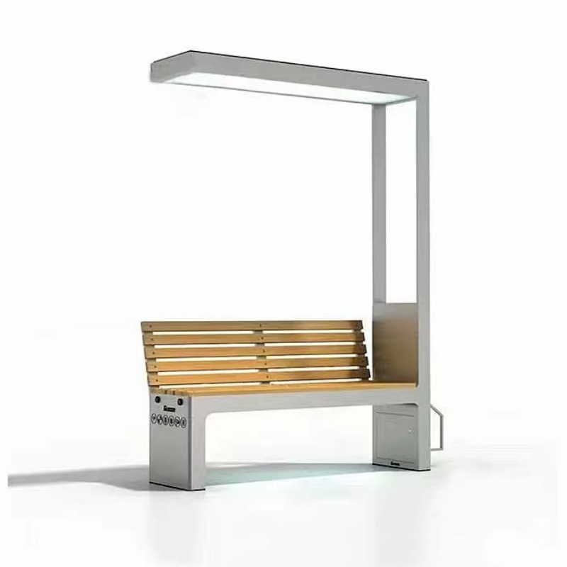 Large solar smart bench advertising rest chair with LED light and back