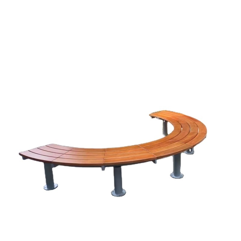 Customized outdoor tree surround bench round wood surface metal tree bench