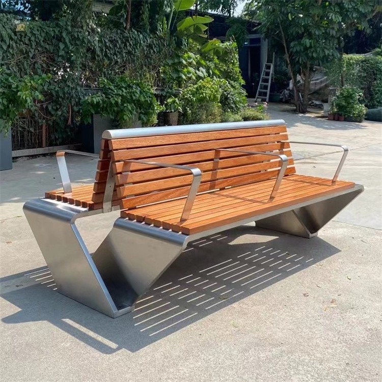 Outdoor garden wooden teak aluminum double seating benches