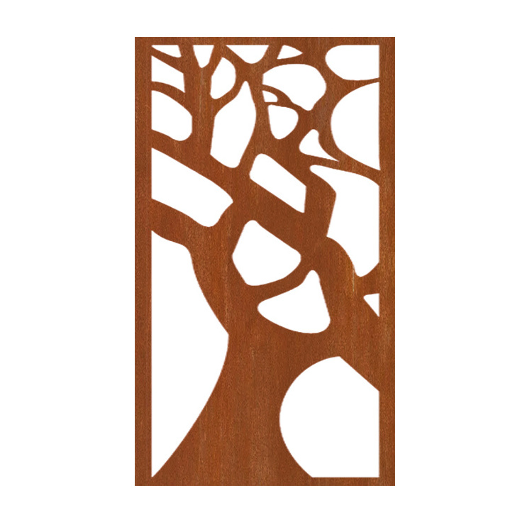 Laser cut corten steel metal fence garden art decorate fence panel for outdoor