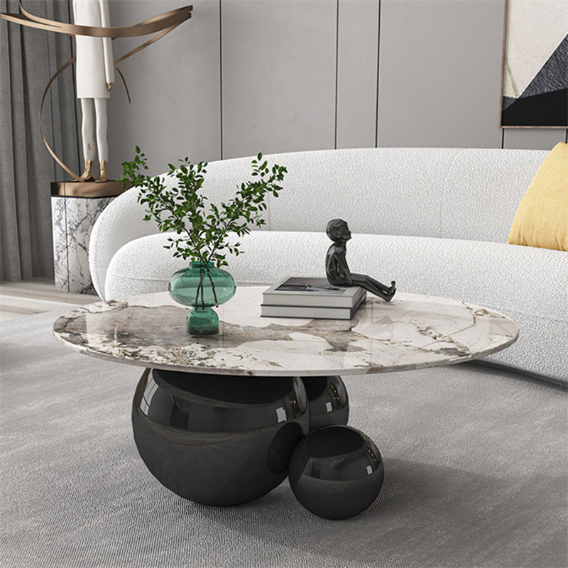 Modern three balls marble coffee table light luxury simple tea table