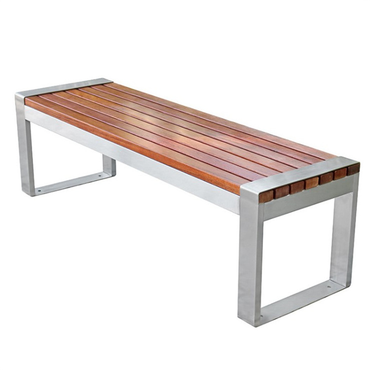 Aluminum waterproof backless bench teak slat modern design bench seat