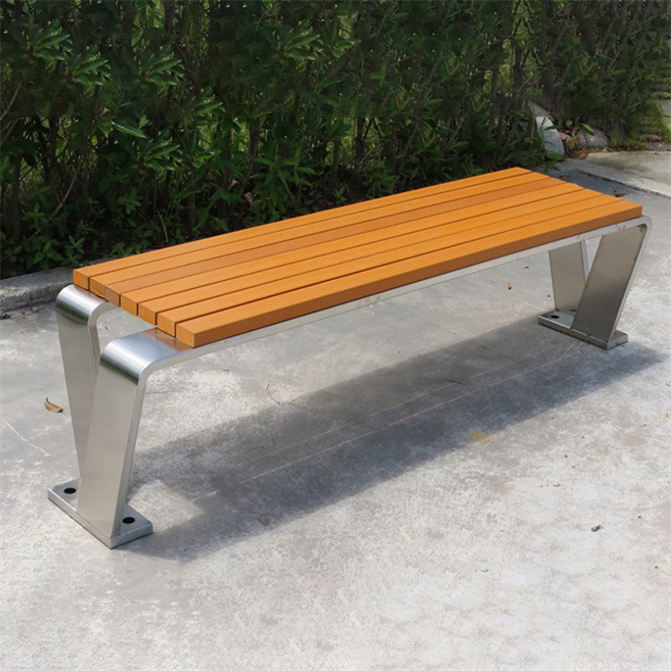 Aluminum waterproof backless bench teak slat modern design bench seat