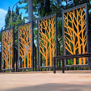 Laser cut corten steel metal fence garden art decorate fence panel for outdoor