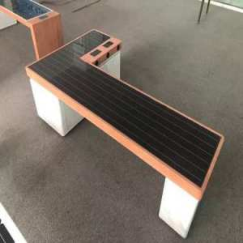 Outdoor street L shape solar power bench metal special-shaped smart bench