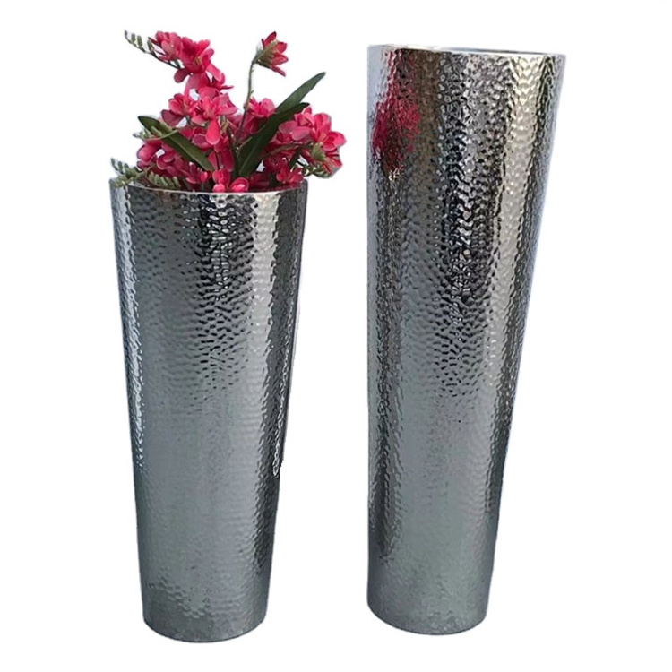 Medium metal hammered planter stainless steel flower pots