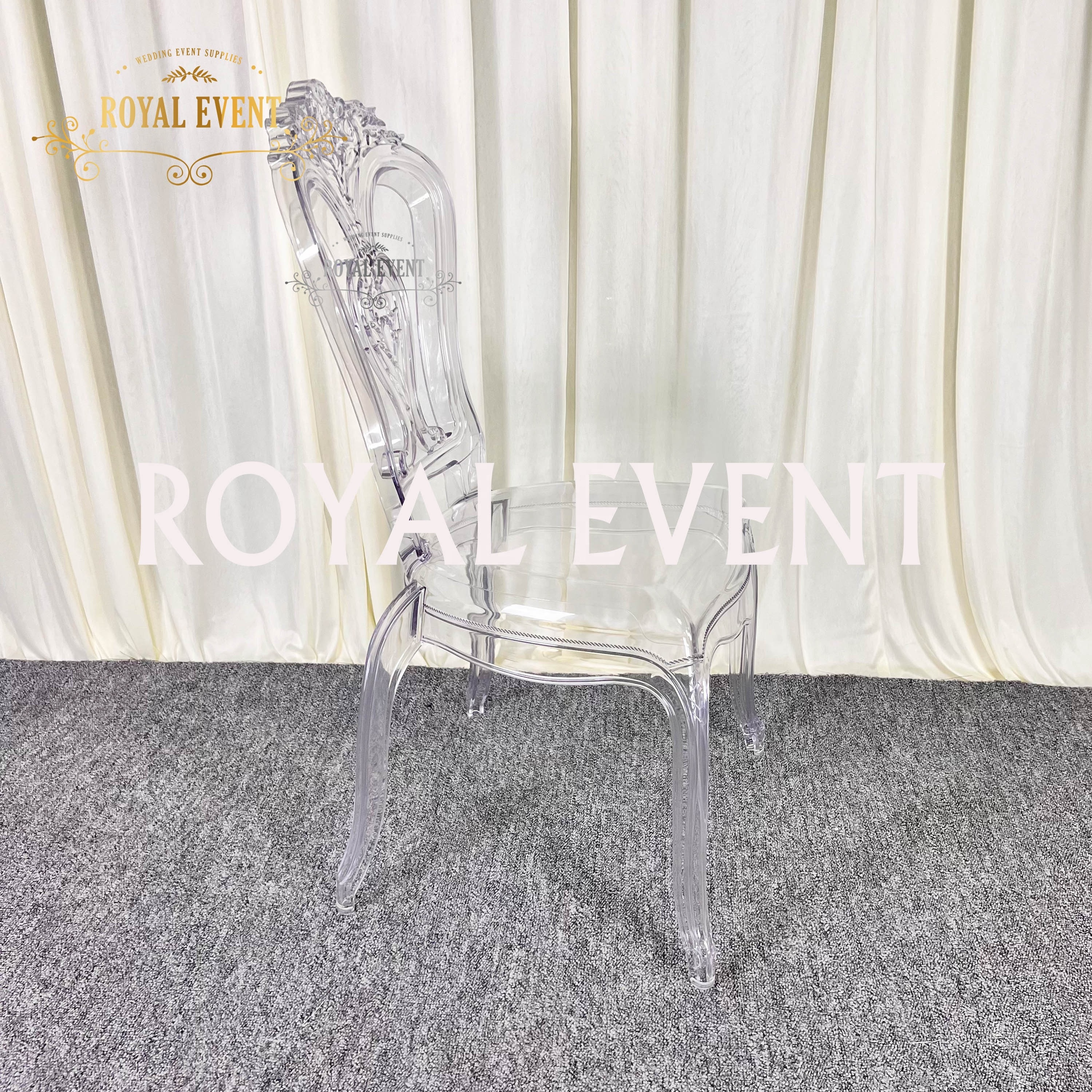 Hotel furniture crown resin chair cheap price clear wedding dining chairs for party events