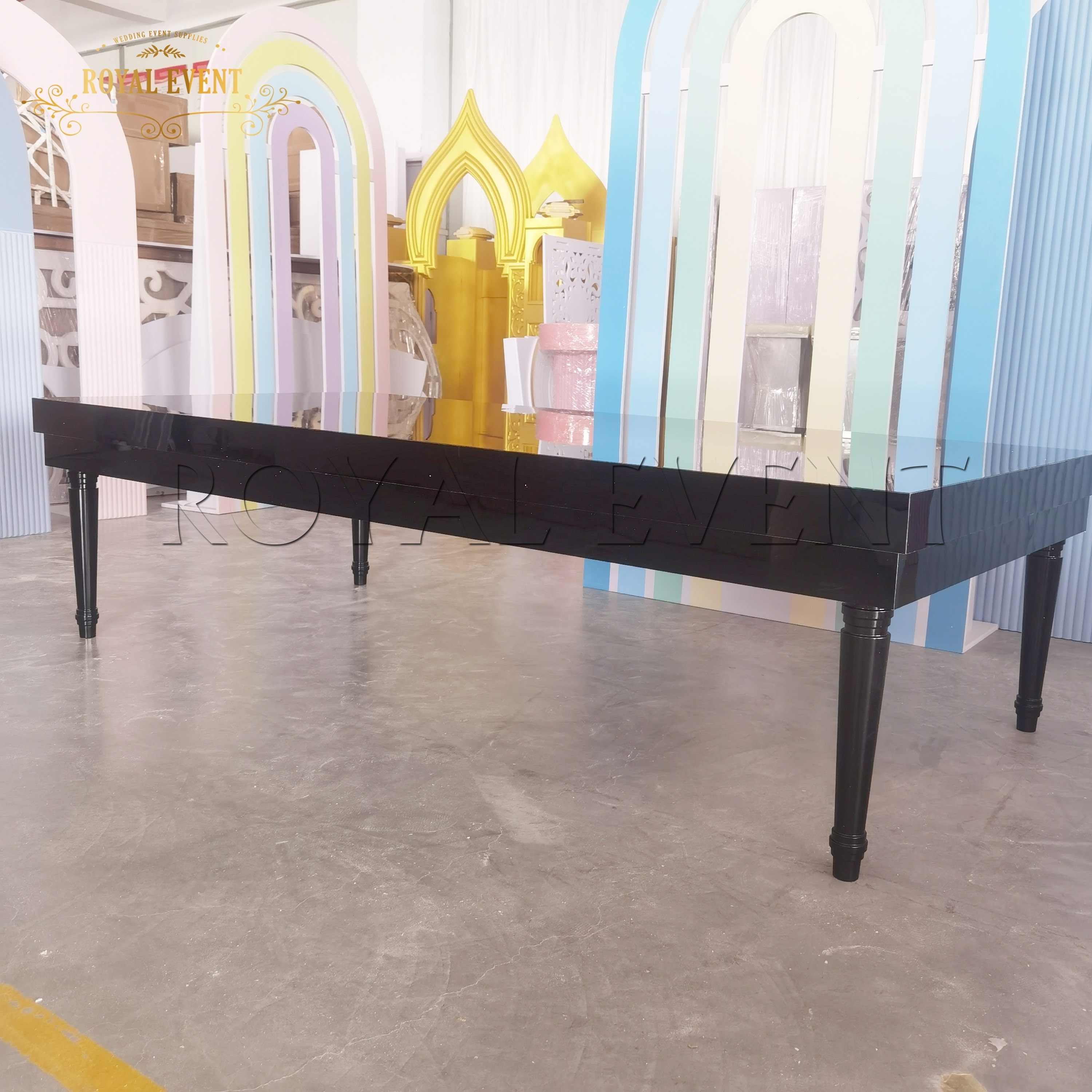 Modern Children Furniture Rectangular Black Acrylic Children Dining Table Kids Party Table And Chairs For Events