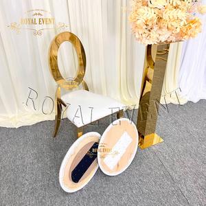 Modern Stackable Event Party Bridal chair Stainless Steel PU Cushion Chairs Gold Wedding Chair For Rental