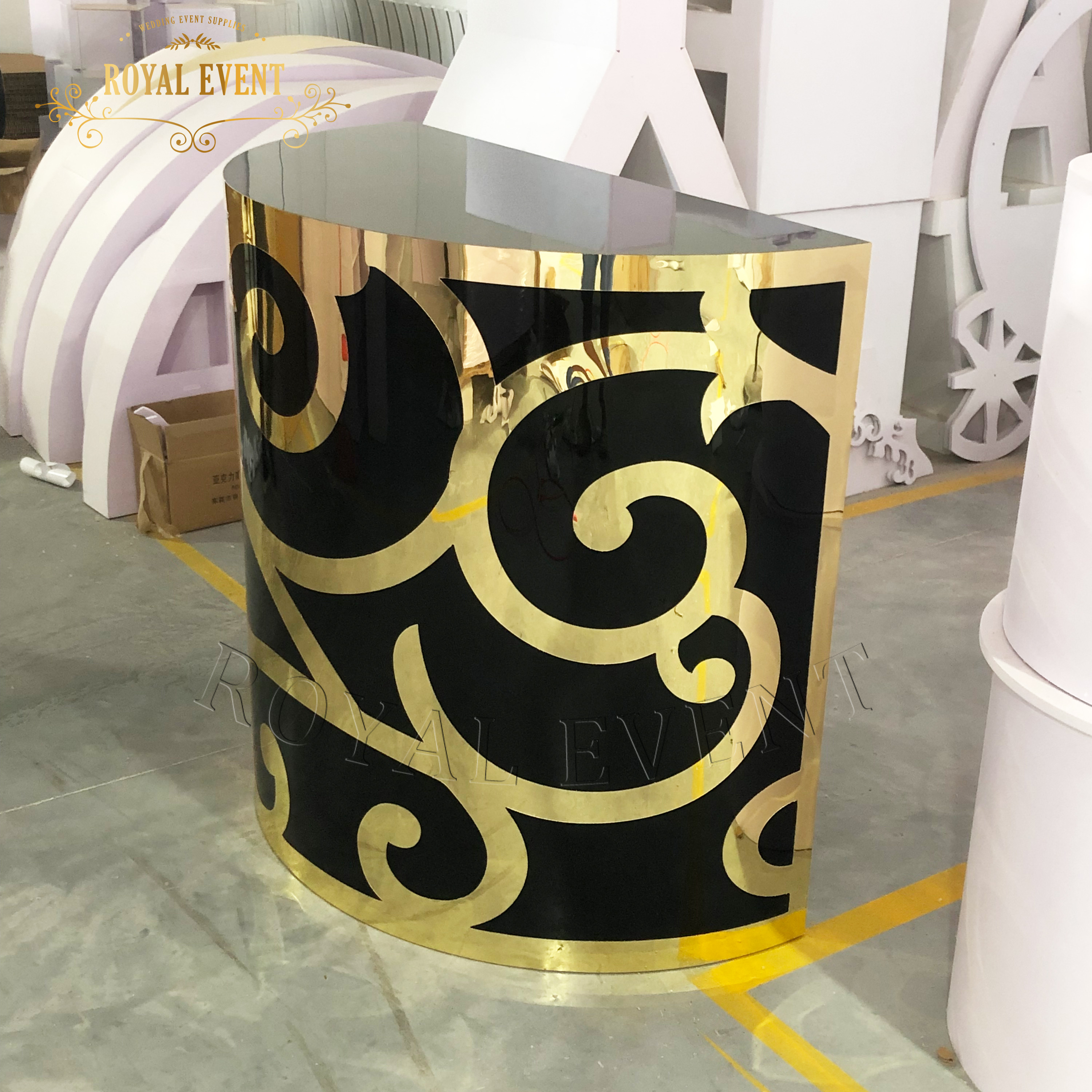 Bar Counter Restaurant Luxury Design Black Half Round Mobile Bar Counter For Wedding Reception