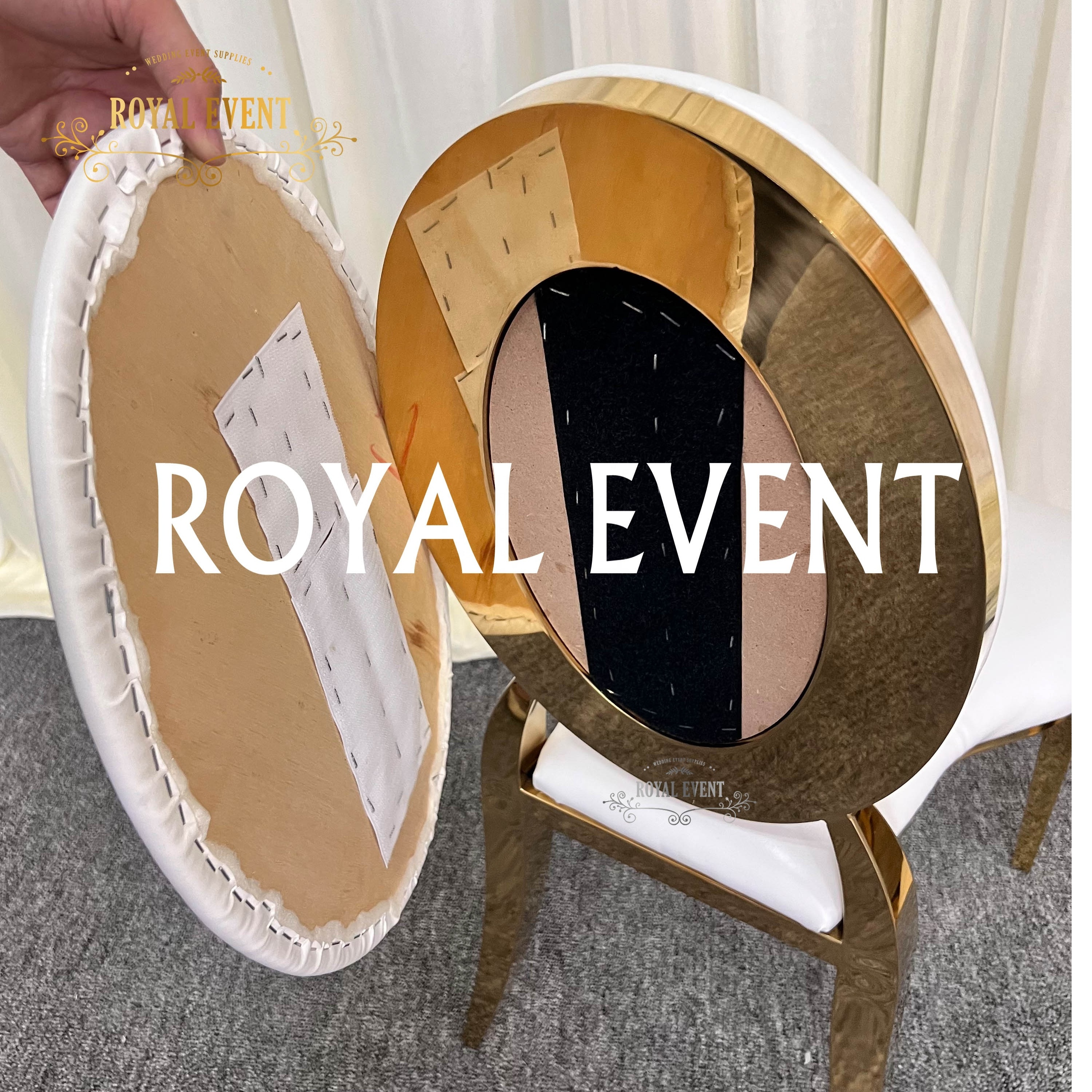 Modern Stackable Event Party Bridal chair Stainless Steel PU Cushion Chairs Gold Wedding Chair For Rental