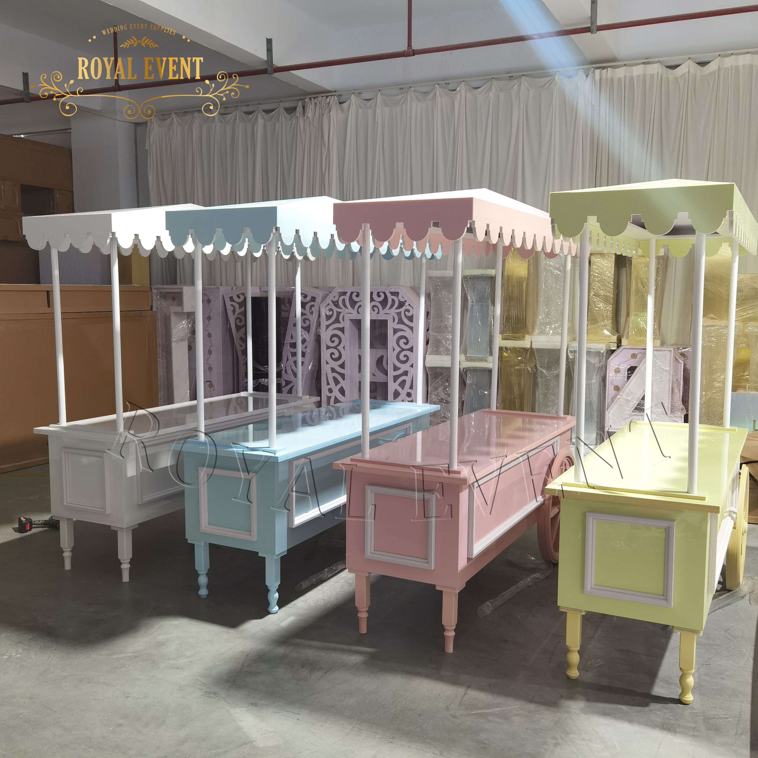 Wedding Party Decoration Candy Flower Cart, Acrylic Trolley Candy Carts Display For Babyshower