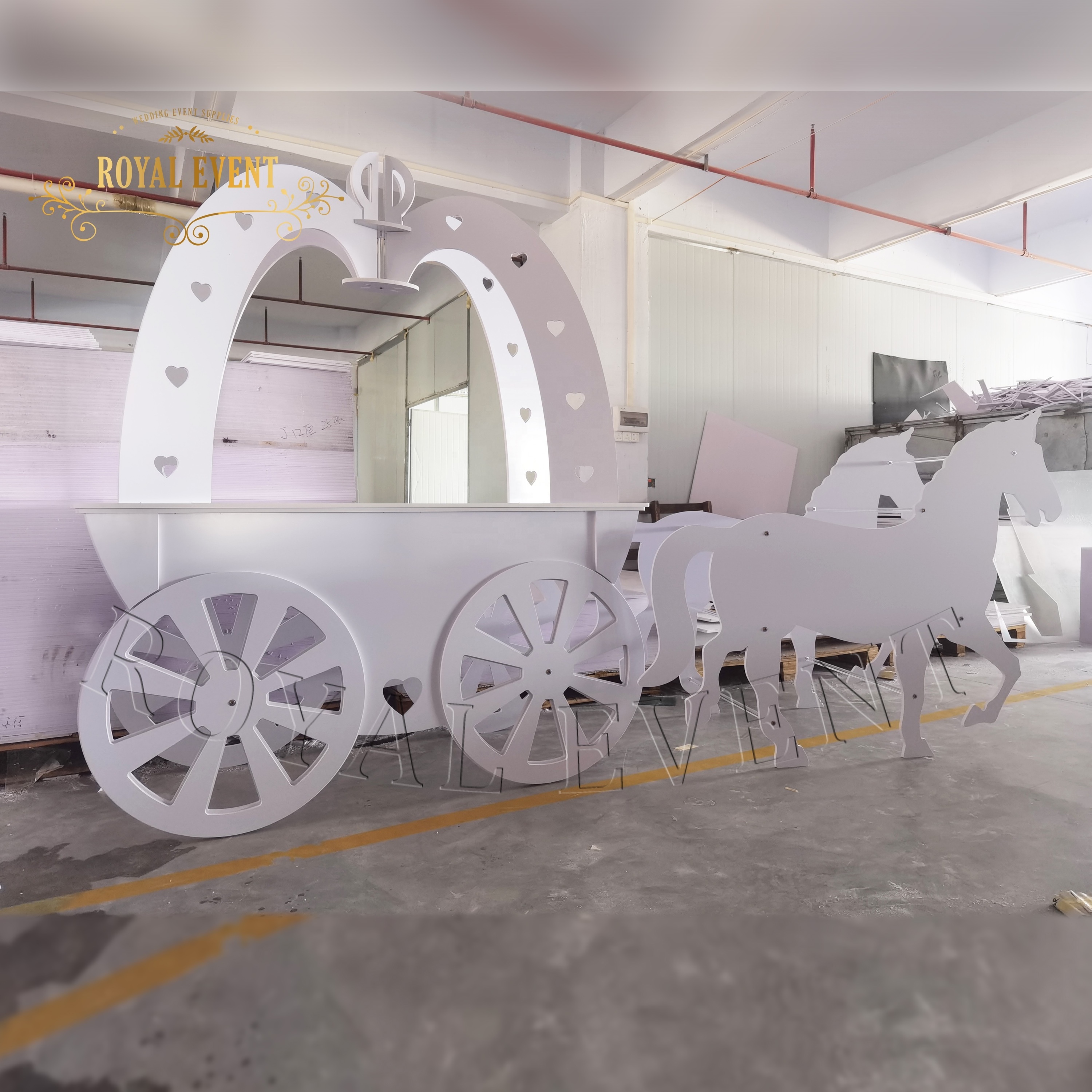 Factory Wedding Party Decoration Dessert Display Cinderella Carriage White Horse Pumpkin Candy Cart